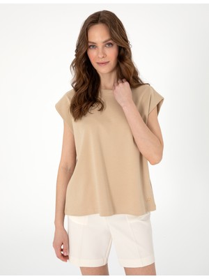 Pierre Cardin Kadın Bej Comfort Fit Tişört 50301474-VR011
