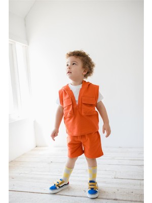Kargo Cepli Erkek Bebek 3'lü Takım Turuncu