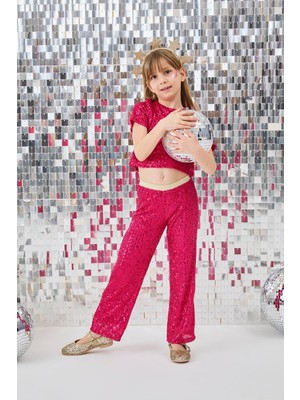 Fuşya  Pullu Kız Çocuk Alt Üst Takım - Effie