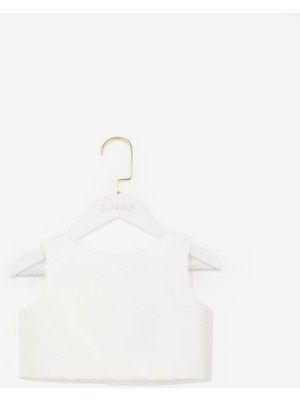 Ekru  Saten Kız Çocuk Crop