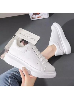 Unisex Beyaz Siyah Spor Ayakkabı Sneaker