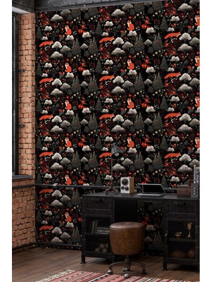 Yeşil Ağaçlar Motifli Silinebilir Yırtılmaz Duvar Kağıdı