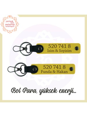 Sarı, Adınıza Özel Bolluk Akışı Getiren Hediye İçin İdeal 520 741 8 Sayılı Denge ve Huzur 2'li Anahtarlık