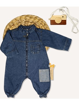 Fermuarlı Cep Detaylı Kot Tulum