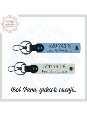 Gök Mavi-Beyaz, İsme Özel 2'li Anahtarlık, Bolluk Akışı Sağlayan Hediyelik 520 741 8 Kod İle Manevi Huzur