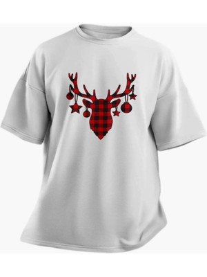 Tarzsokak  Yılbaşı Temalı Pamuk Bisiklet Yaka Boyfriend Örme Oversize Yumuşak Baskılı Beya