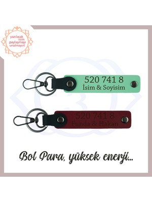 Yeşil-Bordo, Size Özel Tasarım, Yeni Ev Alanlara Bolluk Dolu 520 741 8 Yazılı Hediyelik 2'li Anahtarlık
