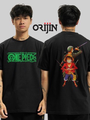 Tarz Sokak One Piece Monkey D. Luffy Roronoa Zoro Ön Arka Baskılı  Siyah