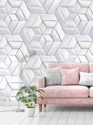 3 Boyutlu Geometrik Şekil Desenli Silinebilir Tekstil Duvar Kağıdı