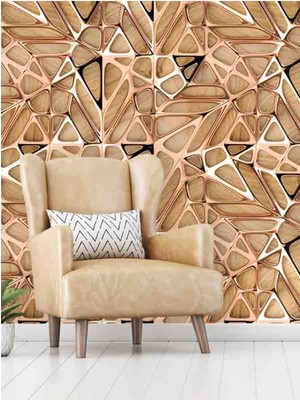 3 Boyutlu Geometrik Şekil Desenli Silinebilir Tekstil Duvar Kağıdı