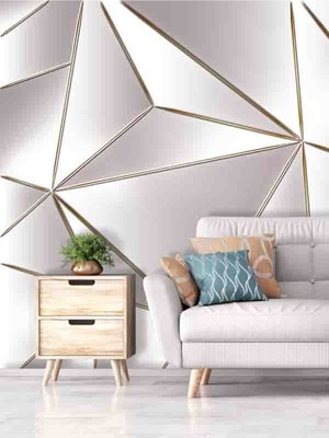 3 Boyutlu Soyut Geometrik Üçgen Desenli Tekstil Duvar Kağıdı