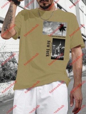 Tarzsokak Model 3946 Erkek Yazlık Yuvarlak Yaka Kısa Kollu Günlük Tişört, Yaz