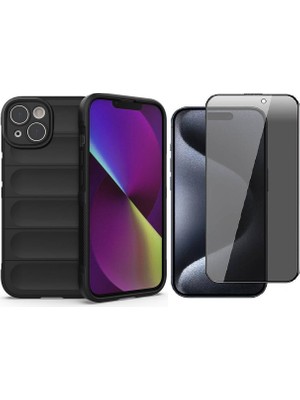 Vendas Apple iPhone 14 Kılıf Esnek TPU Oyuklu Arka Yüzey Tasarımlı Zore Etnik Silikon Kapak + Hayalet Ekran Koruyucu