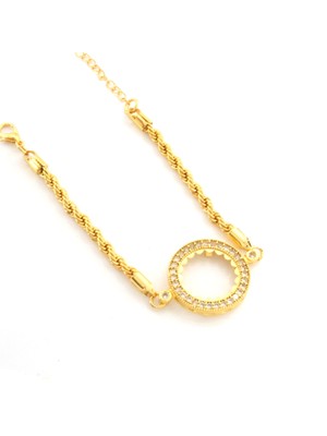 Yarım Altın Çerçeve Bileklik Çelik Altın Kaplama Burgu Model BLK-1074