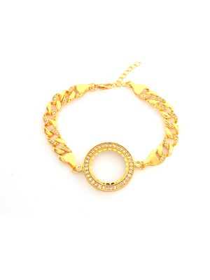 Yarım Altın Çerçeve Bileklik Çelik Altın Kaplama Figaro Model BLK-1068