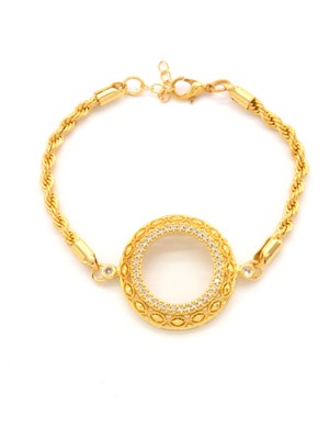 Yarım Altın Çerçeve Bileklik Çelik Altın Kaplama Işlemeli Burgu Model BLK-1076