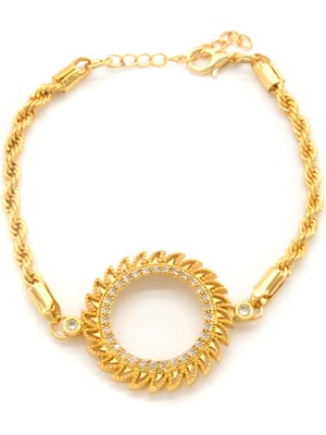 Yarım Altın Çerçeve Bileklik Çelik Altın Kaplama Burgu Güneş Model BLK-1082