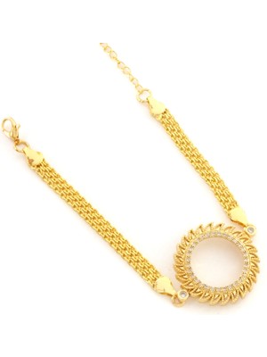 Yarım Altın Çerçeve Bileklik Çelik Altın Kaplama Güneş Model BLK-1083