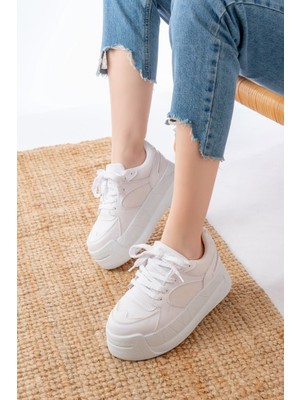 Aska Shoes SP-190 Garni Bağcıklı Fileli Yüksek Taban Günlük Spor Ayakkabı