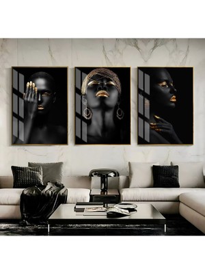 Kadın 1 |çerçeveli Cam Tablo 3lü Dikey