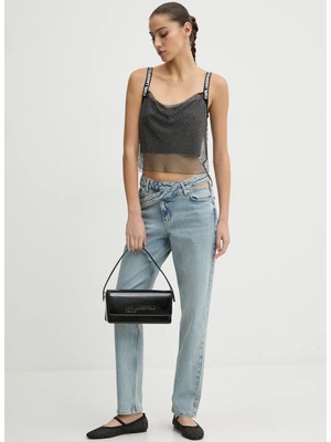 Karl Lagerfeld Jeans Degaje Yaka Düz Antrasit Kadın Bluz A1W11010