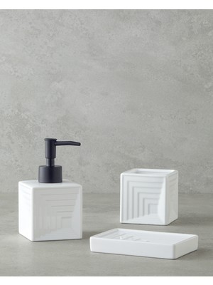 English Home Blume Seramik 3’lü Set Banyo Seti Beyaz Modern Stil Suya Dayanıklı Malzeme ile Şık Tasarım