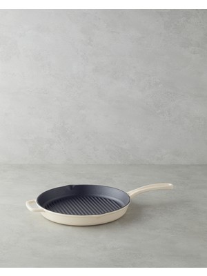 Hecha Demir Döküm Yuvarlak Grill Tava 28X4 cm Krem