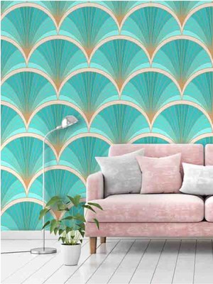 Dreamwall Geometrik Yaprak Desenli Silinebilir Tekstil Duvar Kağıdı