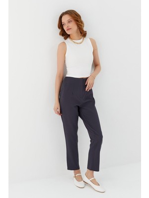 Pensli Yüksek Bel Pantolon Grı