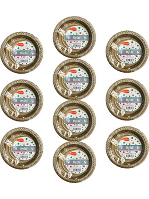 My-Ebi Altın Renkli Parti Davet Plastik Tabak - 17 Cm. - 25 Adetlik 10 Paket