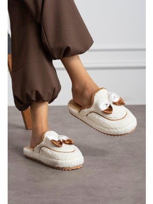 Slipcat Sevimli Kurdeleli  Kaydırmaz Taban Kışlık-Mevsimlik Kadın Ev