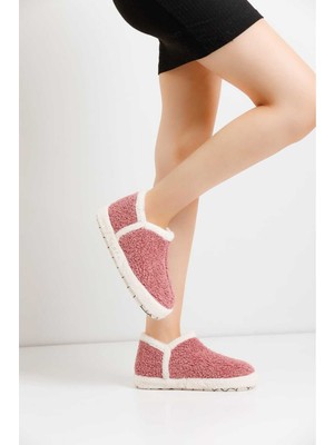 Slipcat Kadın Hafif Pofuduk Pudra Renkli Panduf Ses Yapmaz Kalın Tabanlı Ev Ayakkabısı