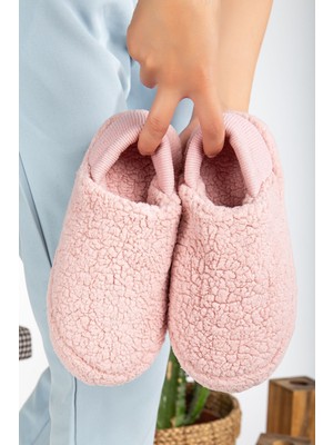 Kuzu Kumaş Yünlü Sessiz Taban Lastikli Kadın Ev Ayakkabısı Ev Botu Panduf