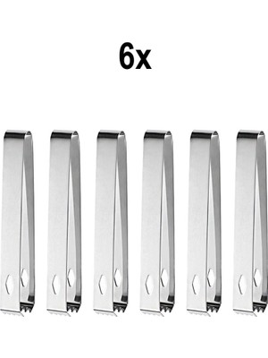 6 Adet Çelik 16,2 cm Buz ve Şeker Maşası MT128BY-6