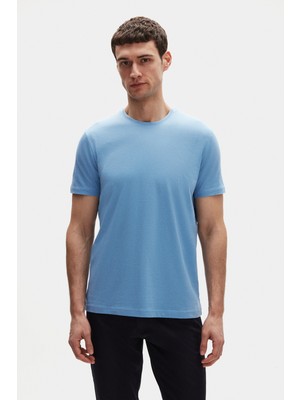 Ds Damat Regular Fit Açık Indigo Düz T-Shirt