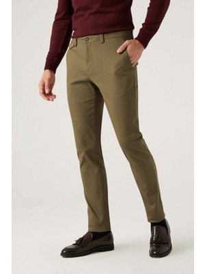 Twn Silim Fit Yeşil Armürlü Chino Pantolon 4ECC3S208232M
