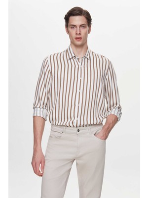 Twn Slim Fit Kırık Beyaz Düz Gömlek 4EC02AP202592