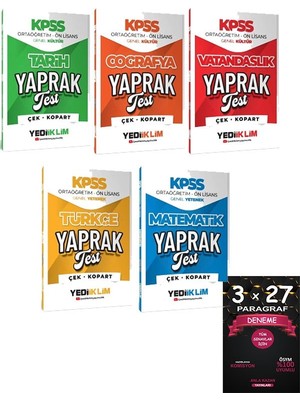 Yediiklim 2026 Kpss Lise Ortaöğretim Ön Lisans Yaprak Test 5 Li Set