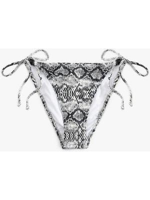 Koton Yanları Bağlamalı Ipli Yılan Derisi Desenli Bikini Altı