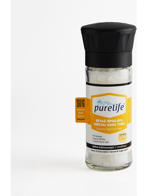 Pure Life Himalaya Tuzu - Granül Kristal Kaya Tuzu Beyaz - Cam Şişe Seramik Değirmenli 120g