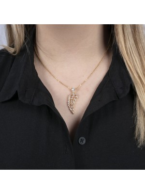 Nur Silver Taşlı Kanatlı Çelik Kolye NUR-CK00087