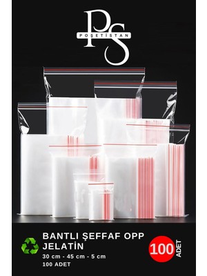 Bantlı Yapışkanlı Şeffaf Opp Jelatin Poşet 30X45 cm 100 Adet