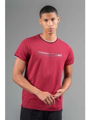 Maraton Regular Erkek Bisiklet Yaka  Bordo- T-shirt