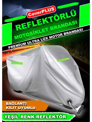 Vespa Sprint 150 Motorsiklet Brandası Motor Örtüsü Yeşil Reflektörlü-Gri