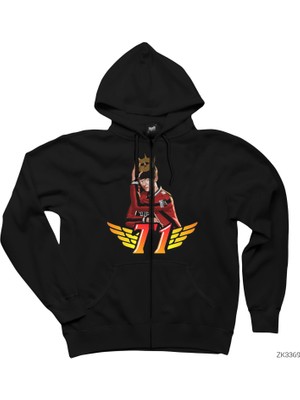 Skt T1 Faker Siyah Fermuarlı Kapşonlu Sweatshirt