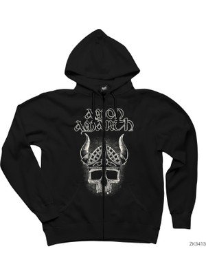 Amon Amarth Viking Siyah Fermuarlı Kapşonlu Sweatshirt