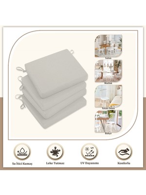 Monolisse Canvas 2'li  Taş Sıvı Geçirmez Leke Tutmaz Fermuarlı Bağcıklı Sandalye Minderi 40 x 40 cm