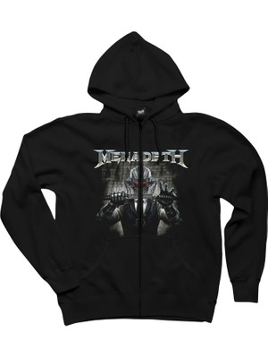 Megadeth Rust In Peace 2 Siyah Fermuarlı Kapşonlu Sweatshirt