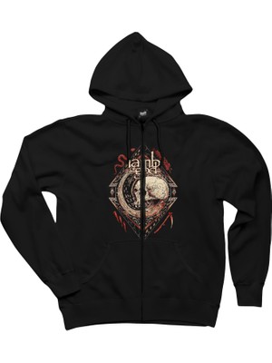 Lamb Of God Band Lightweight Skull Siyah Fermuarlı Kapşonlu Sweatshirt
