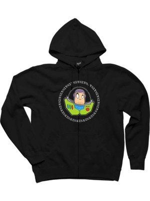 Buzz Lightyear Tiny Siyah Fermuarlı Kapşonlu Sweatshirt